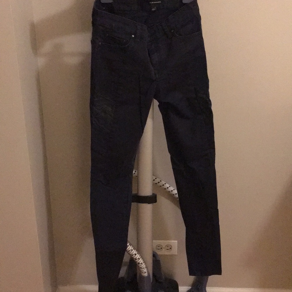 Club Monaco Navy pants with leather accents